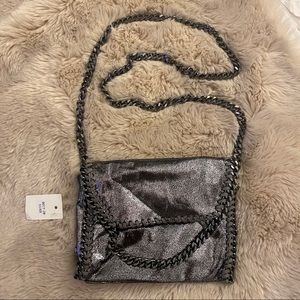 Gunmetal Shimmer Crossbody Purse
